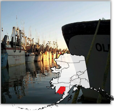 Fishing Vessels in Dillingham Harbor with overlayed map of Bristol Bay location in Alaska Fishing Vessels in Dillingham Harbor with overlayed map of Bristol Bay location in Alaska